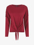 Pull droit uni à noeud et boutons - Bordeaux - 1
