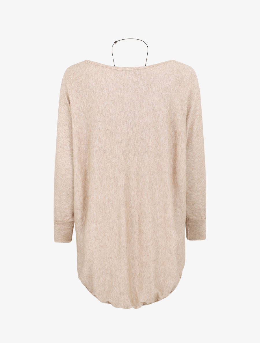 Pull ample uni manches chauve-souris - Camel - 2