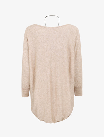 Pull ample uni manches chauve-souris - Camel - 2