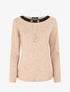 Pull fin uni et sautoir - Beige - 4