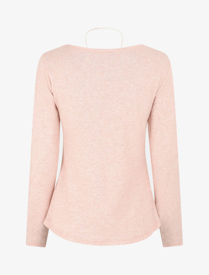 Pull fin uni et sautoir - Rose - 2