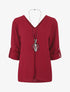 Blouse uni à dos ajouré - Bordeaux - 4