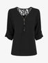 Top droit uni à zip et dentelle - Noir - 4