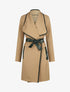 Veste longue coupe droite col cascade - Beige - 1