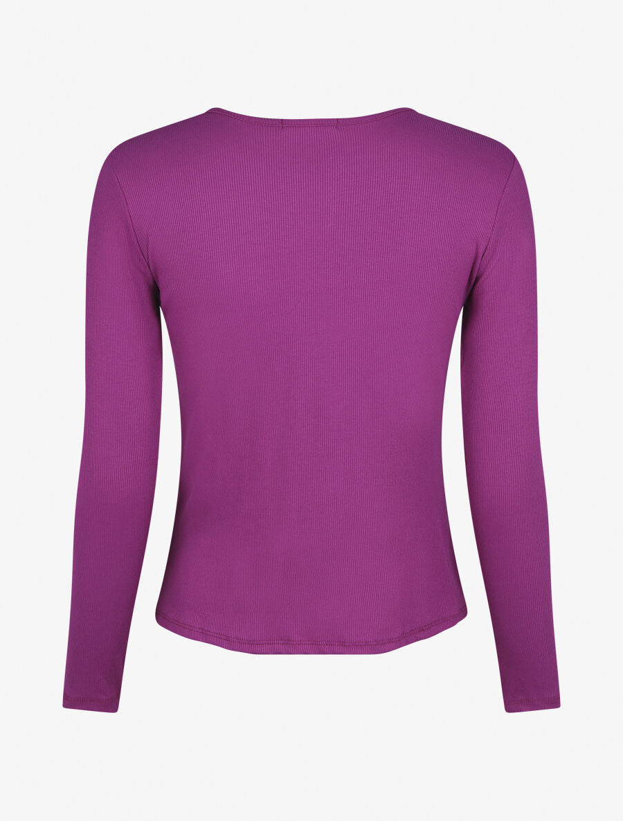 Top ajusté manches longues et noeud - Violet - 2