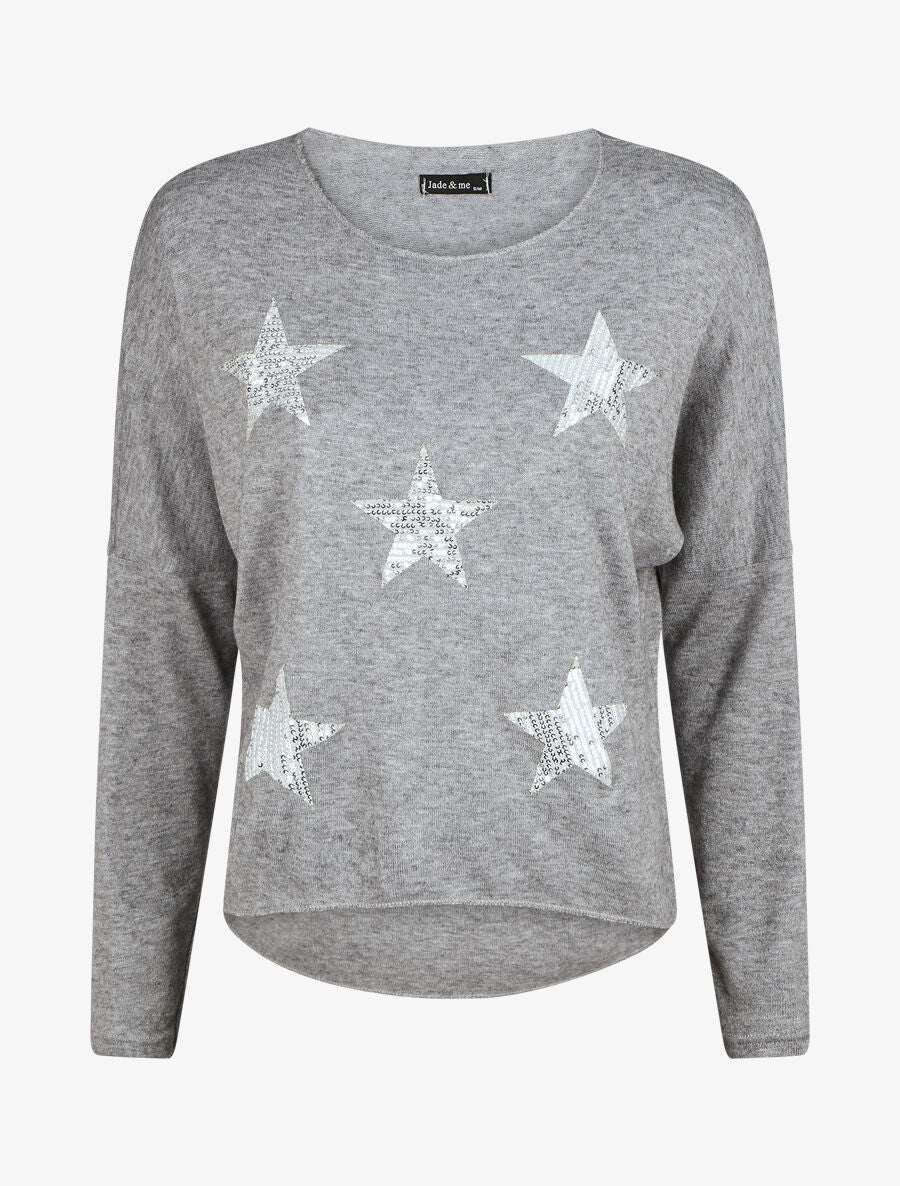 Pull ample motif étoile en sequins - Gris - 4