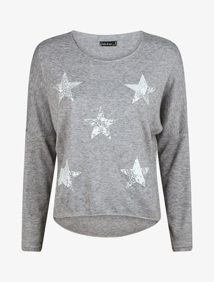 Pull ample motif étoile en sequins - Gris - 4