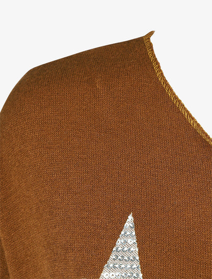 Pull ample motif étoile en sequins - Camel - 3