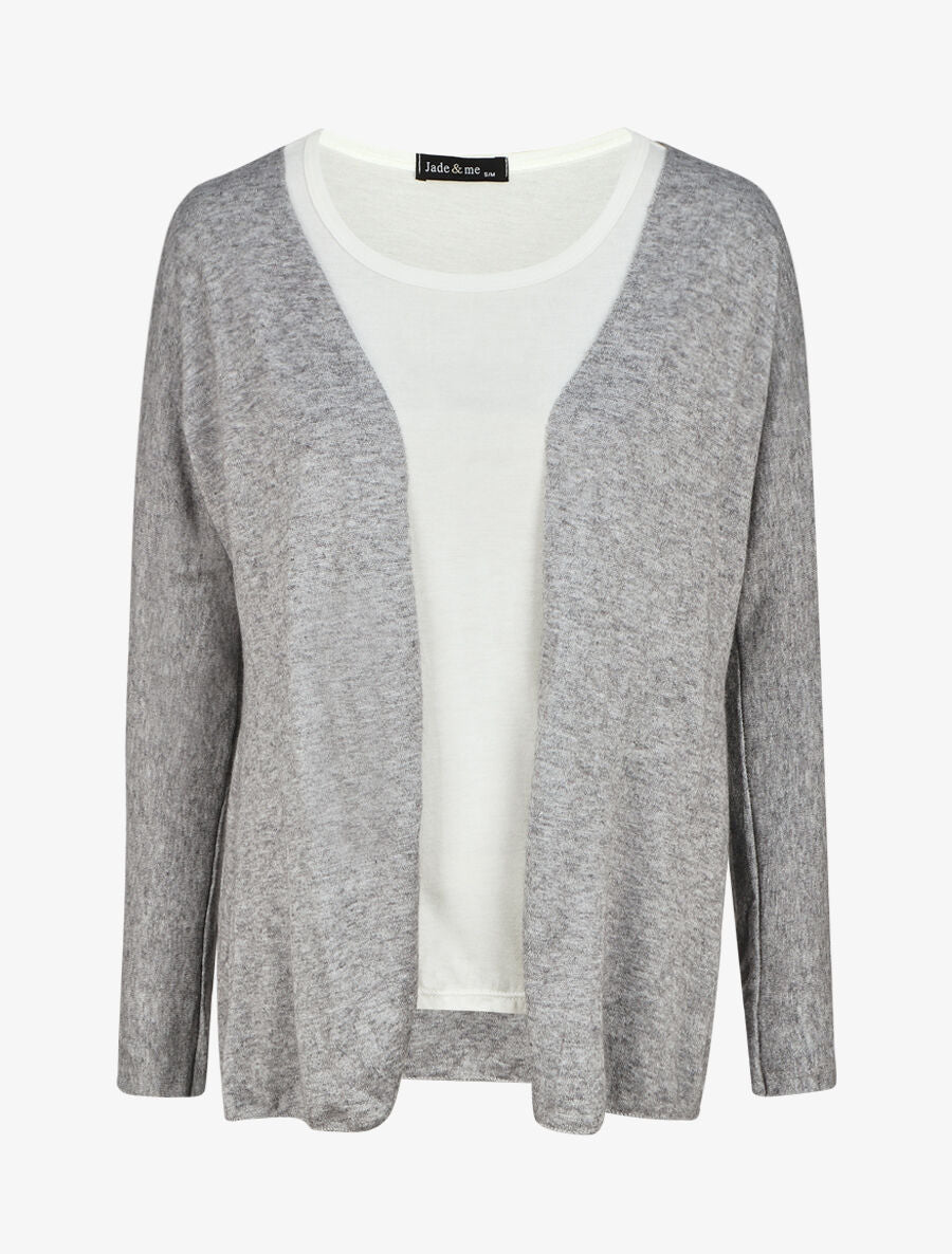 Ensemble gilet et t-shirt bicolore - Gris clair - 1
