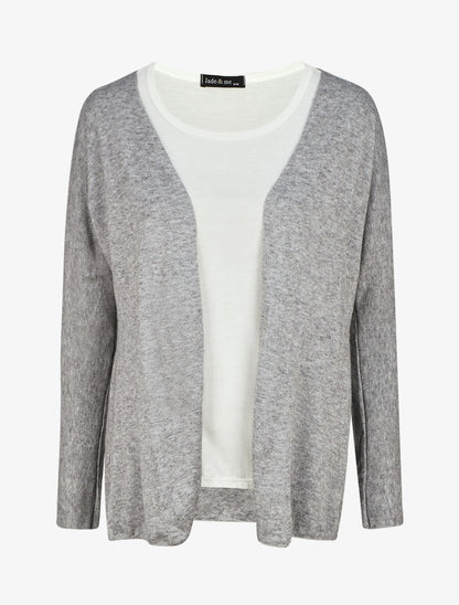 Ensemble gilet et t-shirt bicolore - Gris clair - 1