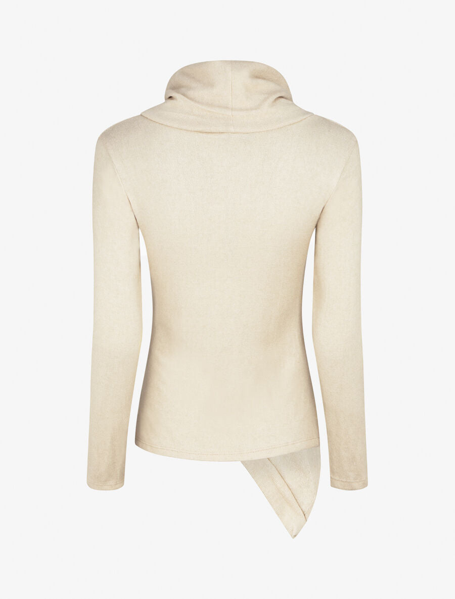 Pull fin asymétrique à col roulé - Beige - 2