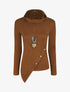 Pull fin asymétrique à col roulé - Camel - 1