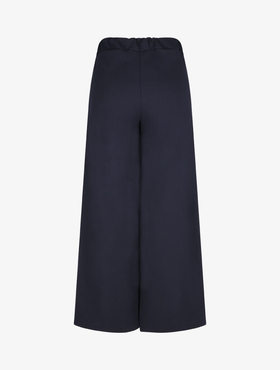 Pantalon ample taille haute à boucles - Marine - 2