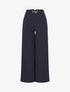 Pantalon uni à taille élastiqué - Marine - 1