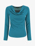 Pull ajusté manche longues col bénitier - Bleu canard - 1
