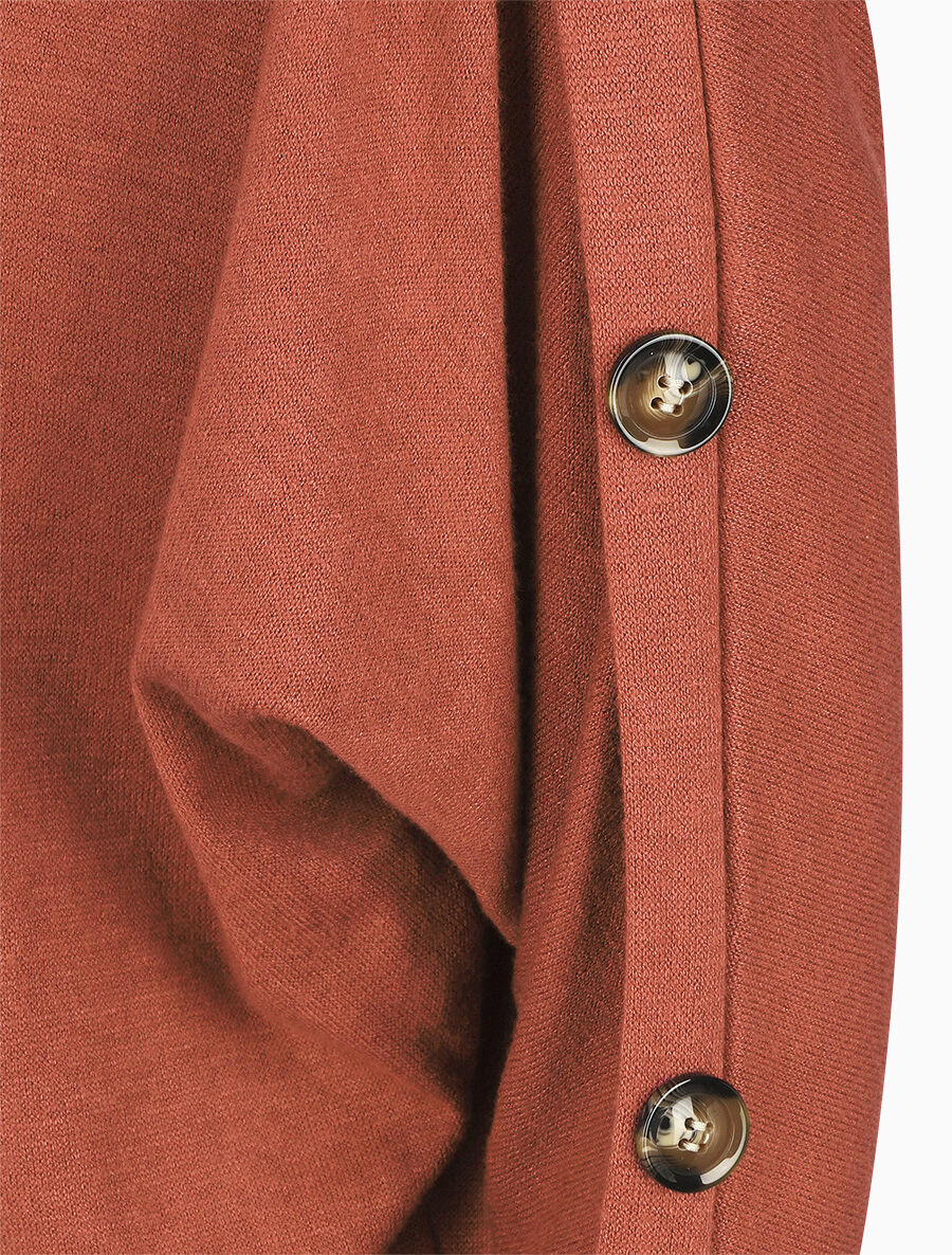 Pull ample manches à boutons décoratifs - Vieux rose - 3