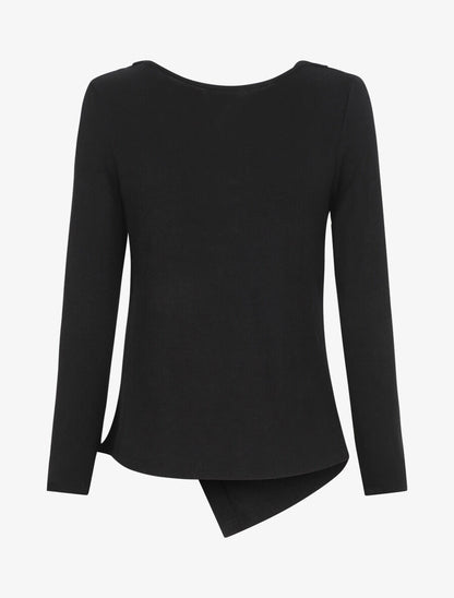 Pull droit à boutons et col bénitier - Noir - 2