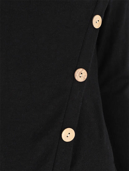 Pull droit à boutons et col bénitier - Noir - 3