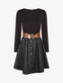 Robe bi-matière courte évasée simili - Noir - 1