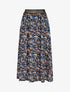 Jupe longue imprimé floral taille haute irisée - Marine - 6