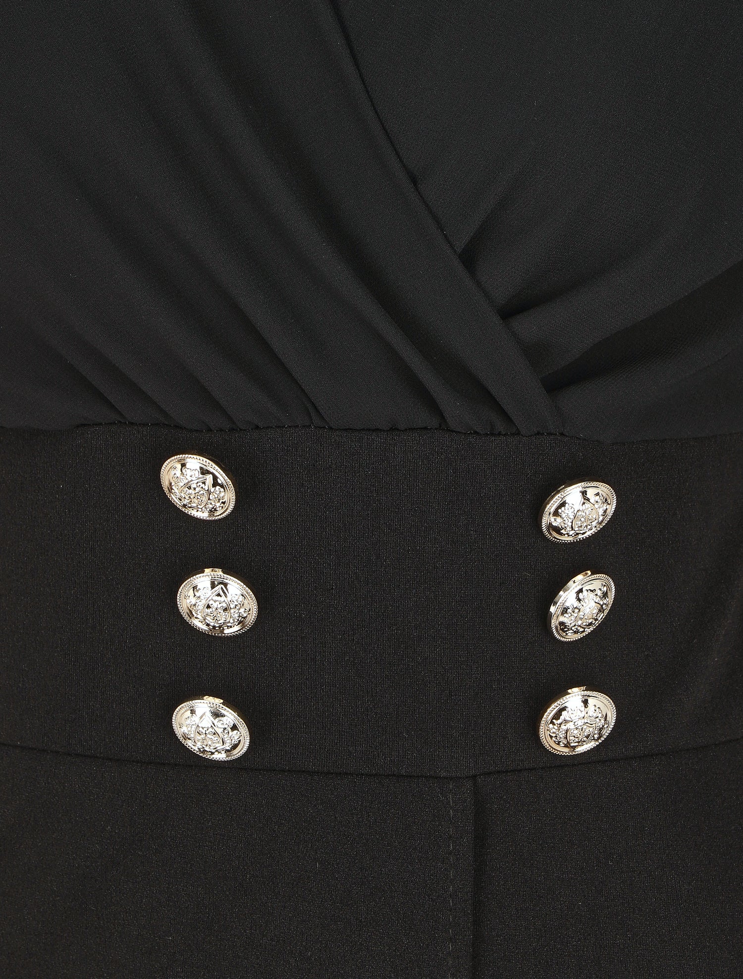 Robe bicolore à boutons décoratifs - Noir - 3