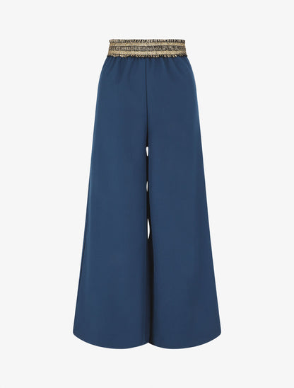 Pantalon ample à bande élastiquée irisée - Bleu - 1