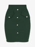 Jupe droite à boutons décoratifs - Vert sapin - 4