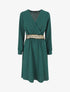 Robe unie à bande élastiquée dorée - Vert sapin - 1