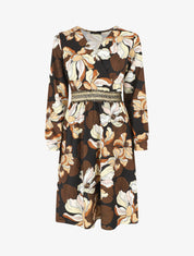 Robe courte évasée imprimé fleuri - Noir - 4