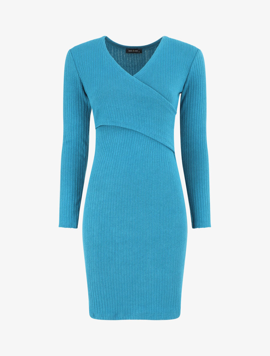 Robe courte ajustée manches longues - Bleu canard - 6