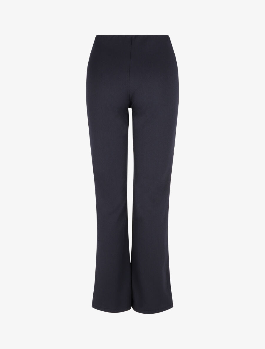 Pantalon droit taille haute à boutons - Marine - 2