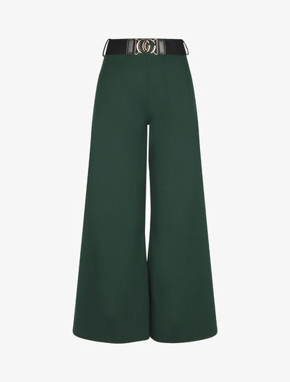 Pantalon ample taille haute uni - Vert sapin - 1