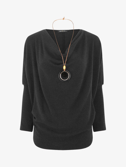 Pull droit basique col bénitier - Noir - 4