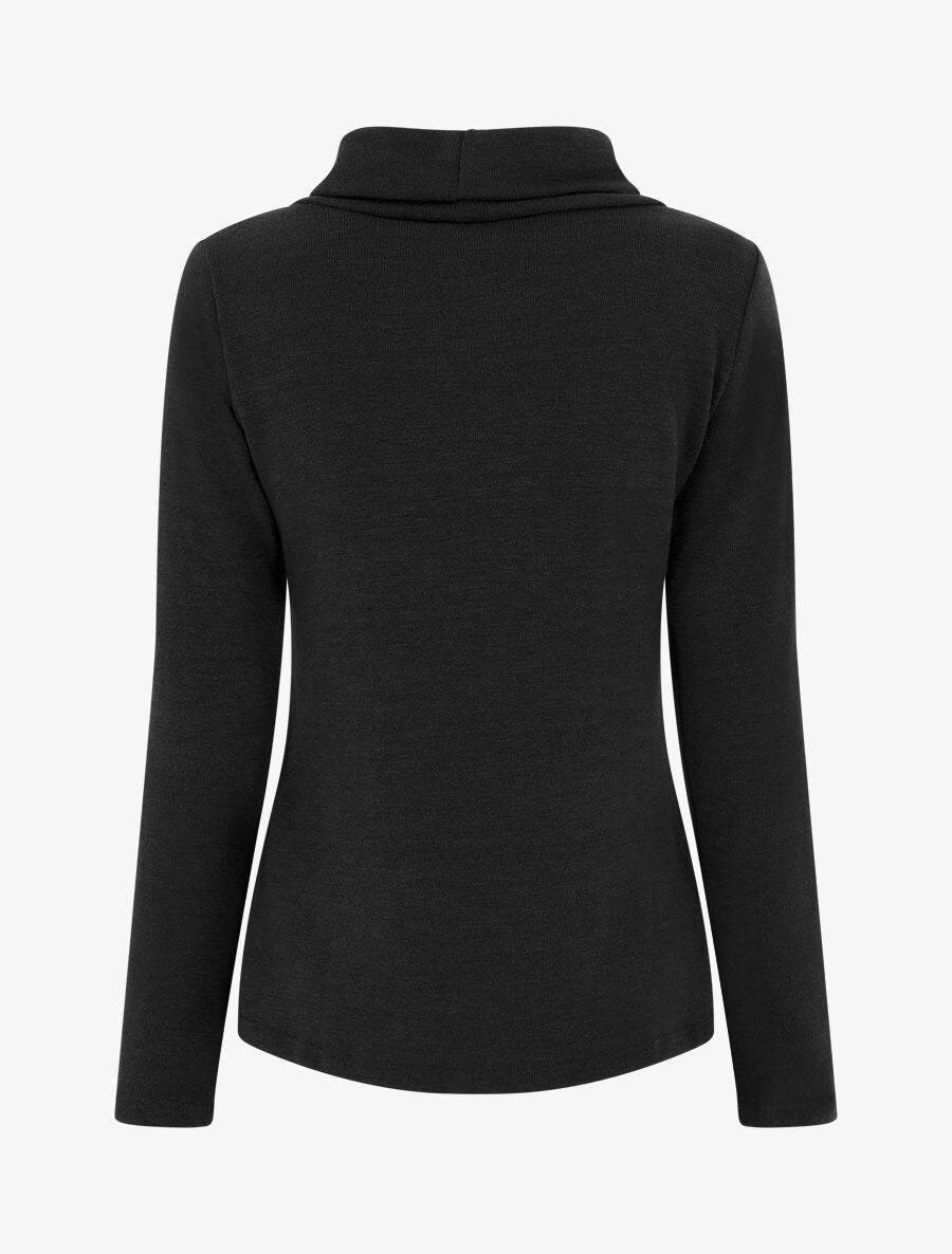 Pull droit col roulé et boutons - Noir - 2