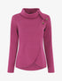 Pull droit col roulé et boutons - Violine - 1