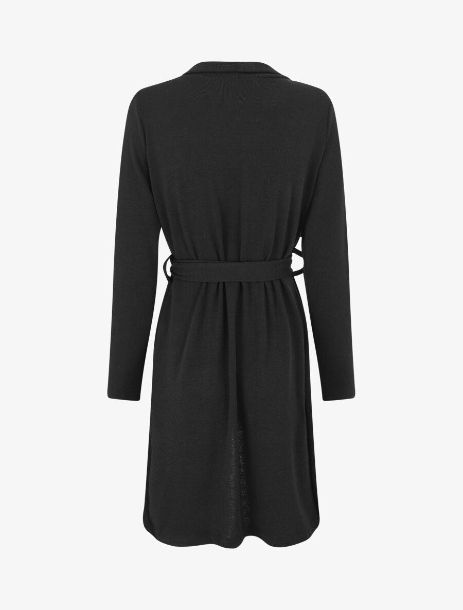 Gilet long en maille col cascade - Noir - 2