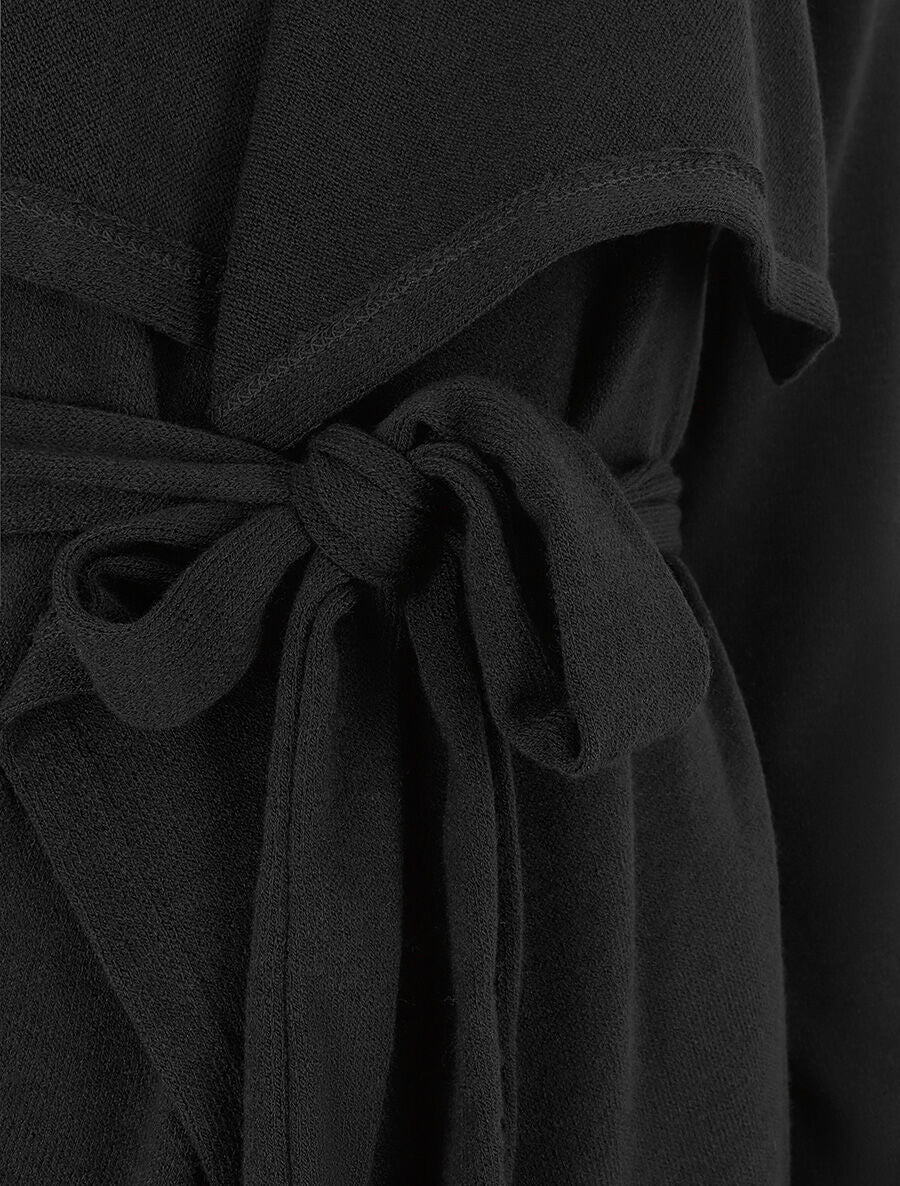 Gilet long en maille col cascade - Noir - 3
