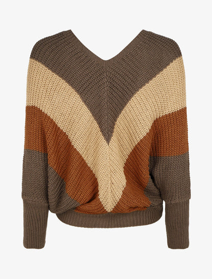 Pull en maille à manches chauves souris - Taupe - 2
