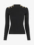 Pull fin côtelé et boutons décoratifs - Noir - 1