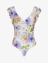 Body stretch à volants et imprimé fleurs sauvages - Crème - 4