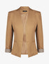 Blazer uni à revers imprimé alphabet - Camel - 1
