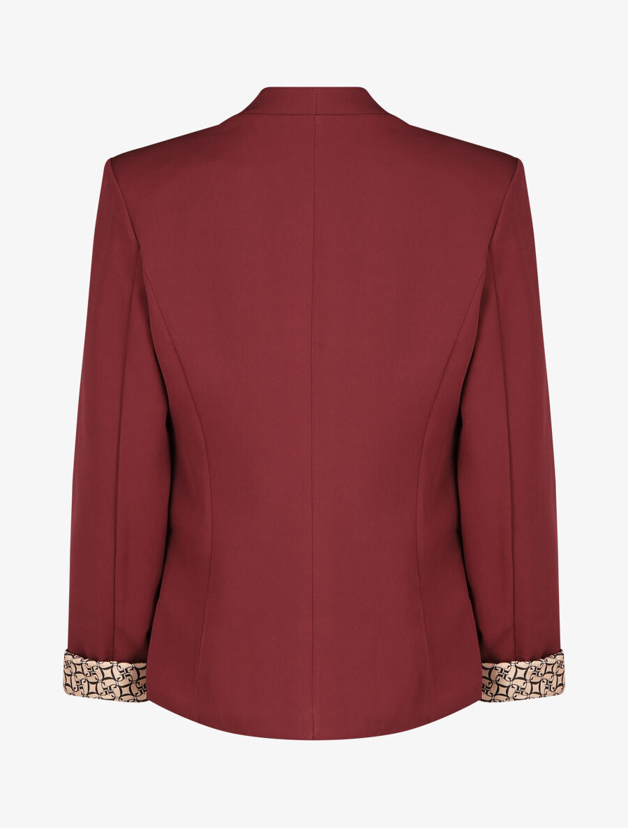 Blazer uni à revers imprimé alphabet - Bordeaux - 2