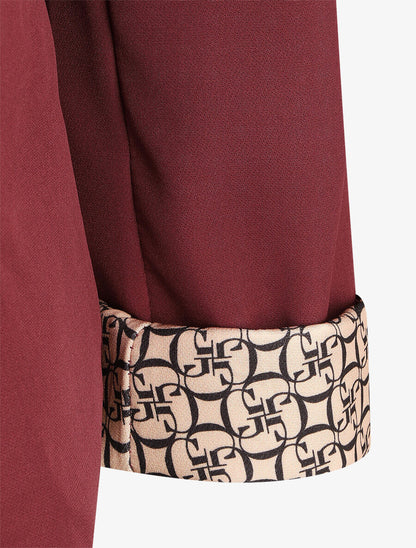 Blazer uni à revers imprimé alphabet - Bordeaux - 3