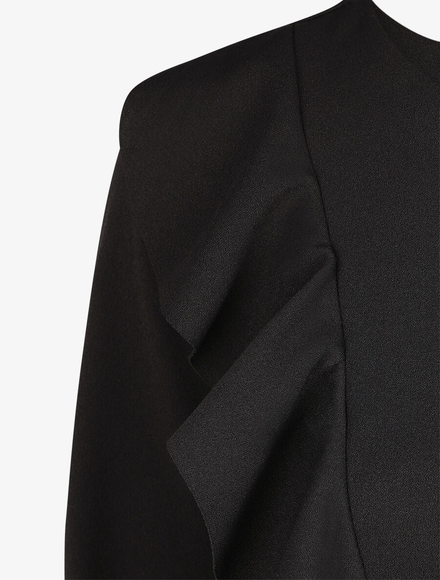 Top asymétrique uni et volanté - Noir - 3