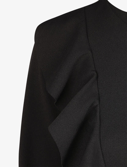 Top asymétrique uni et volanté - Noir - 3