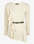Top asymétrique uni et volanté - Beige - 6