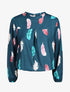 Blouse à imprimé plume - Bleu canard - 1