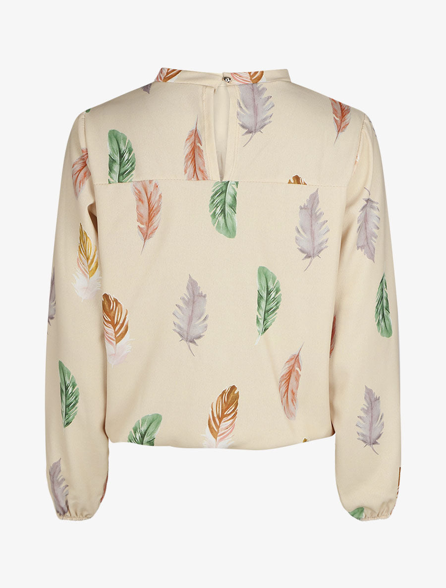 Blouse à imprimé plume - Beige - 2