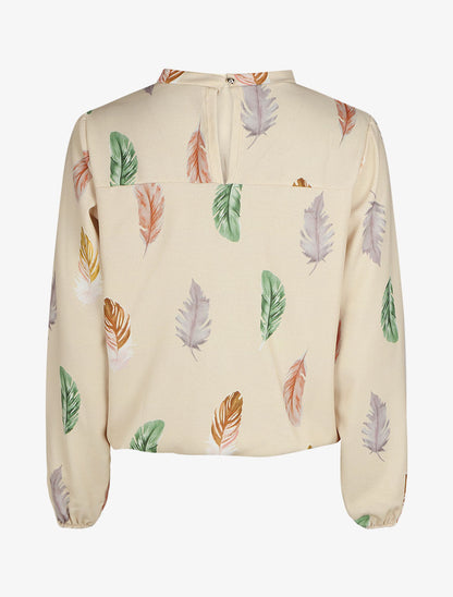 Blouse à imprimé plume - Beige - 2