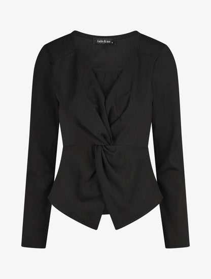 Blouse unie asymétrique - Noir - 1